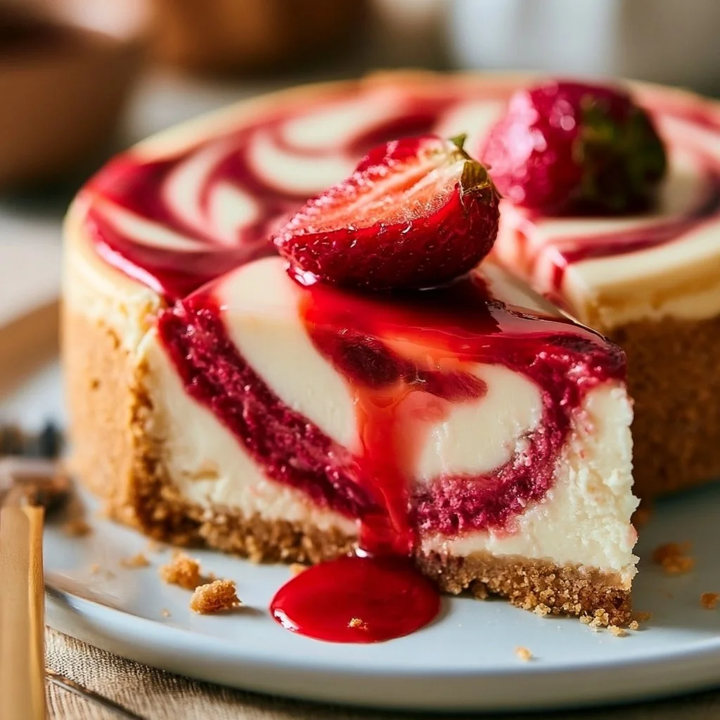 Strawberry Swirl Cheesecake
