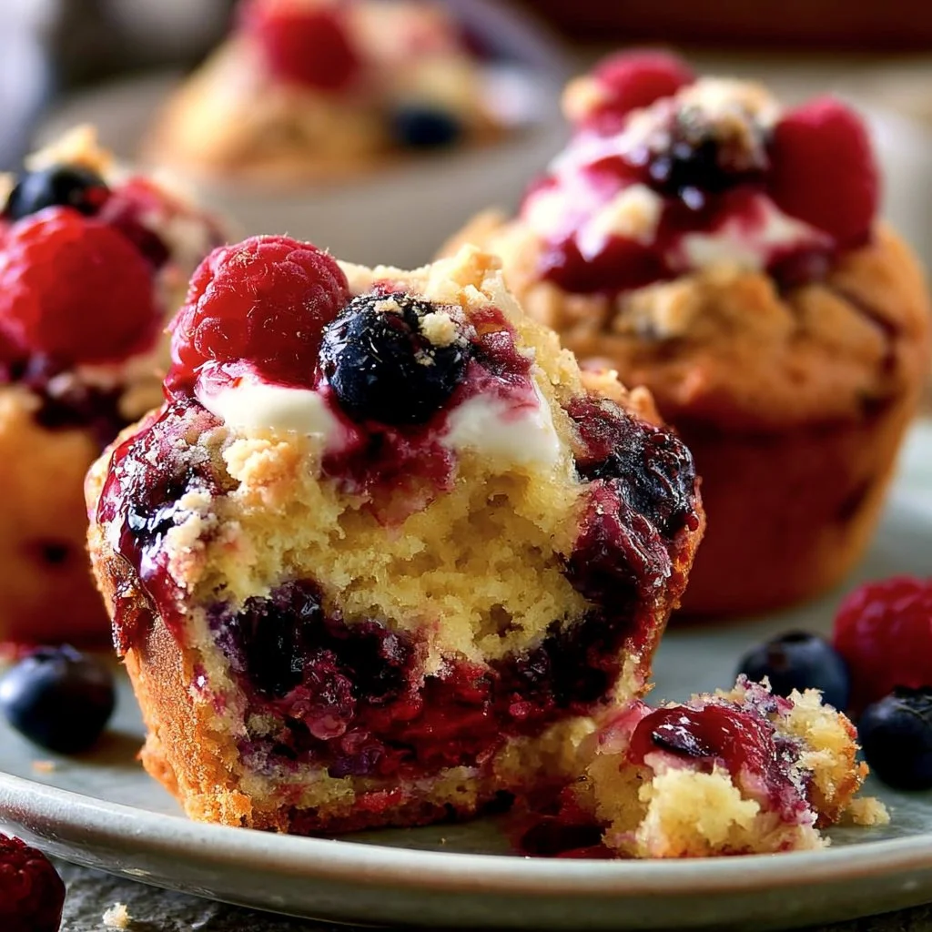 Summer Berry Cream Cheese Muffins