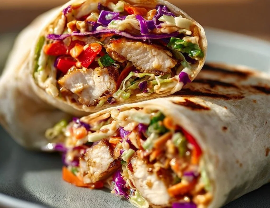 Thai Chicken Wrap with Crunchy Asian Slaw