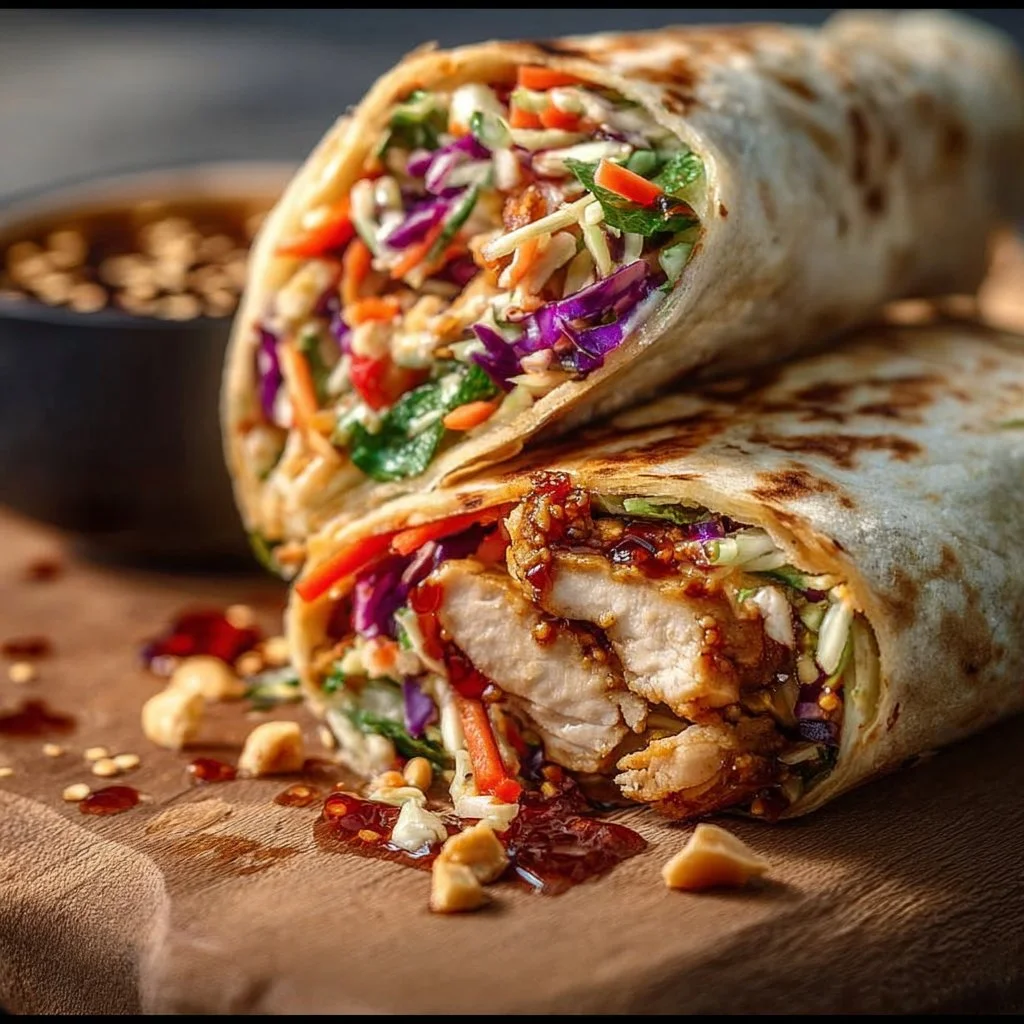 Thai Chicken Wrap with Crunchy Asian Slaw