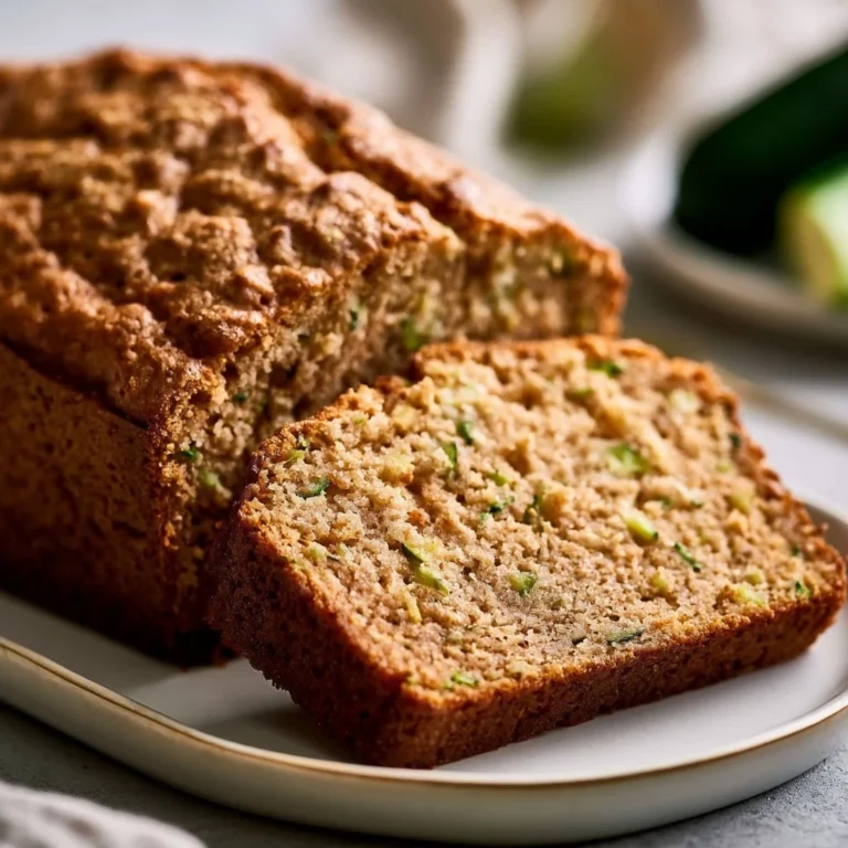 Delicious homemade zucchini bread with fresh zucchini slices on a cutting board