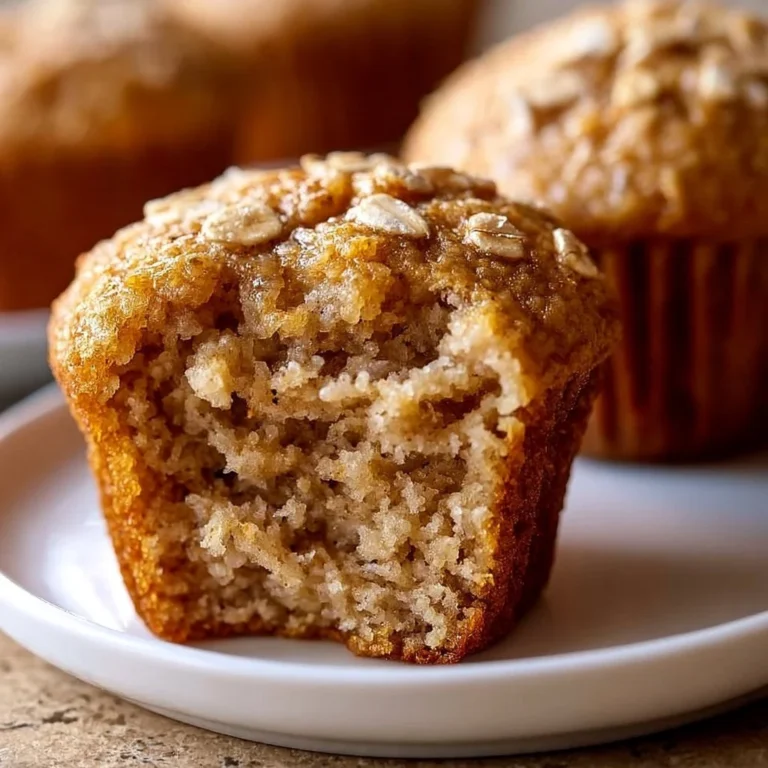 Freshly baked Banana Oatmeal Muffins on a cooling rack