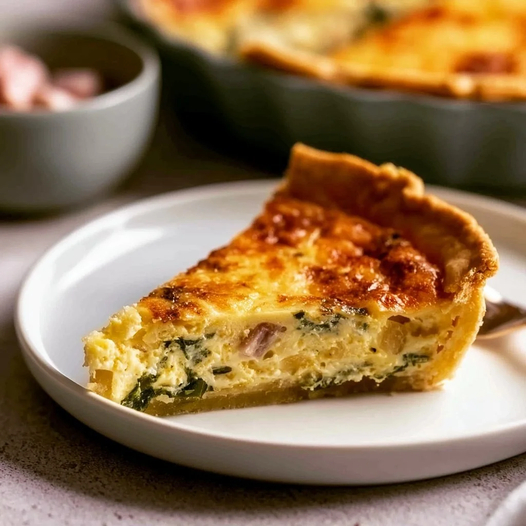 Delicious homemade quiche with fresh ingredients and a golden crust