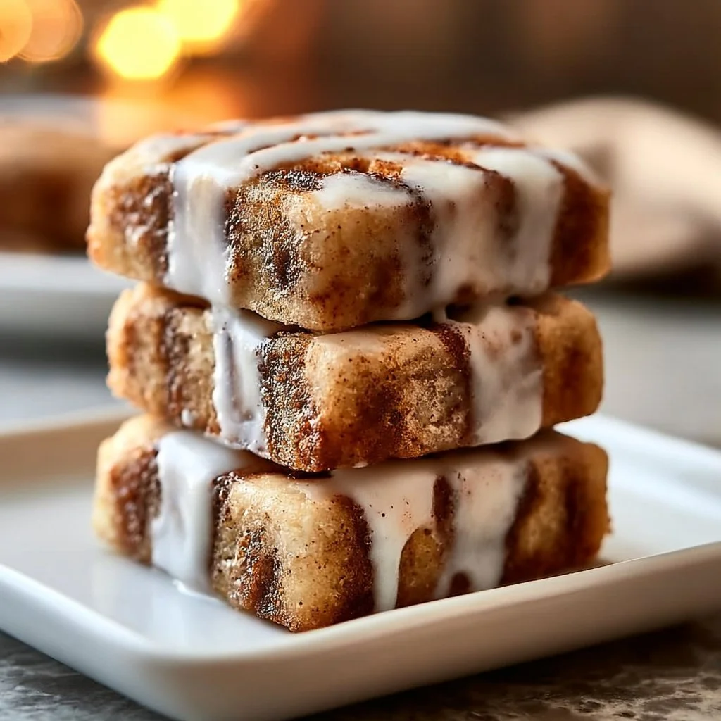 Delicious cinnamon roll bars topped with icing, perfect for a sweet treat