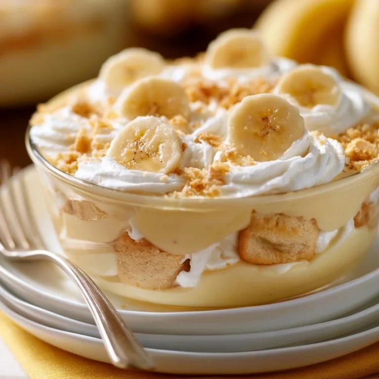Delicious bowl of classic banana pudding with layered bananas and vanilla wafers