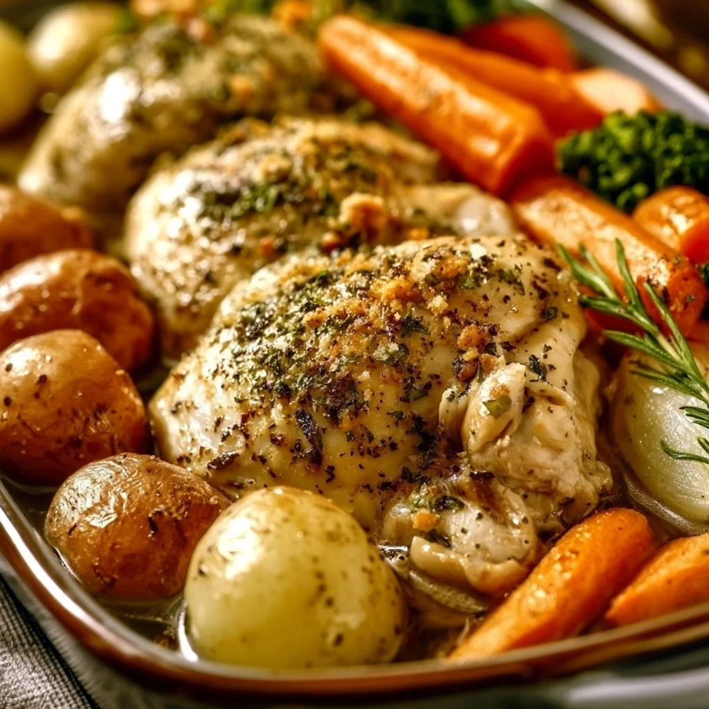 Cozy Crockpot Garlic Herb Chicken & Veggies