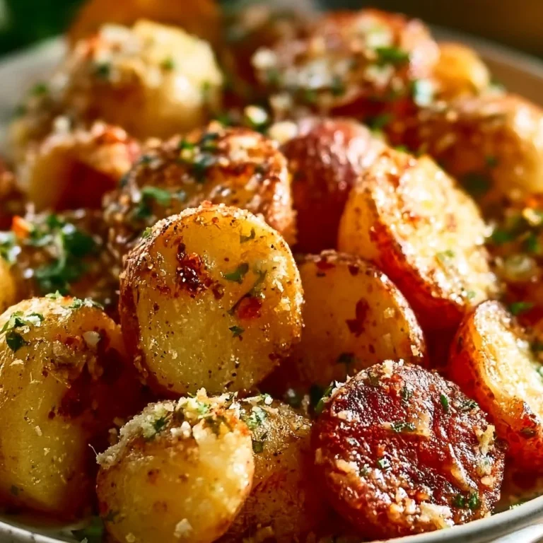 Crispy garlic parmesan potatoes served as a delicious summer side dish