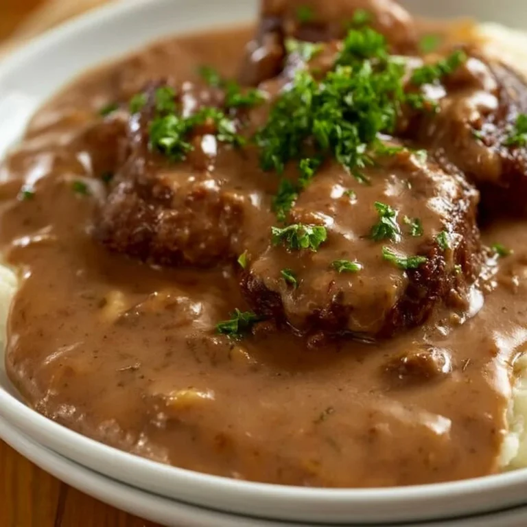 Crock Pot cube steak served with rich gravy and mashed potatoes