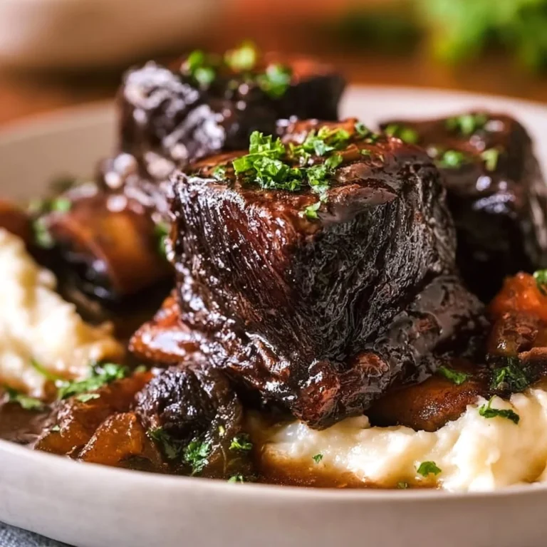 Delicious Crockpot beef short ribs served with garnish