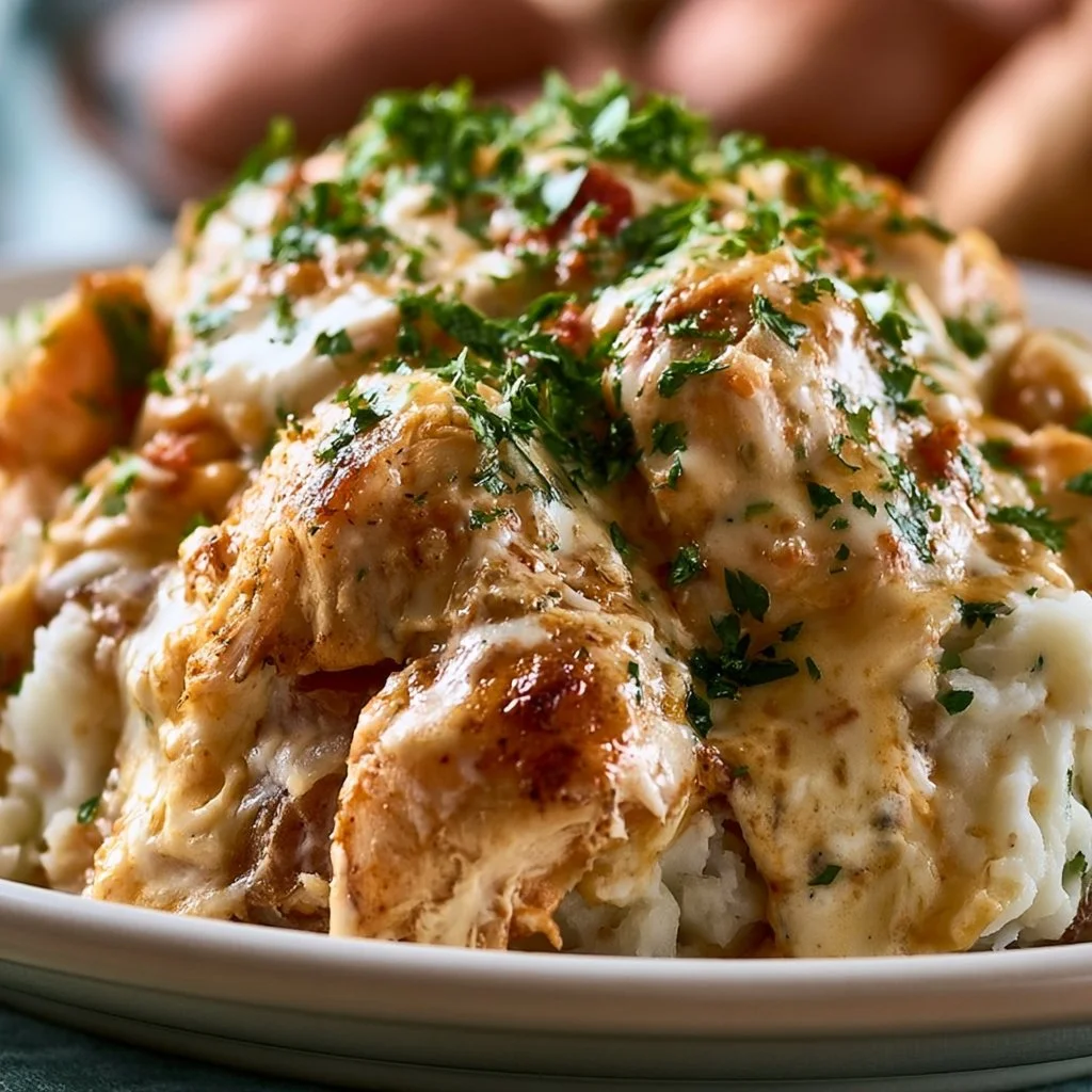 Delicious Crockpot Chicken Ranch Potatoes served in a bowl.