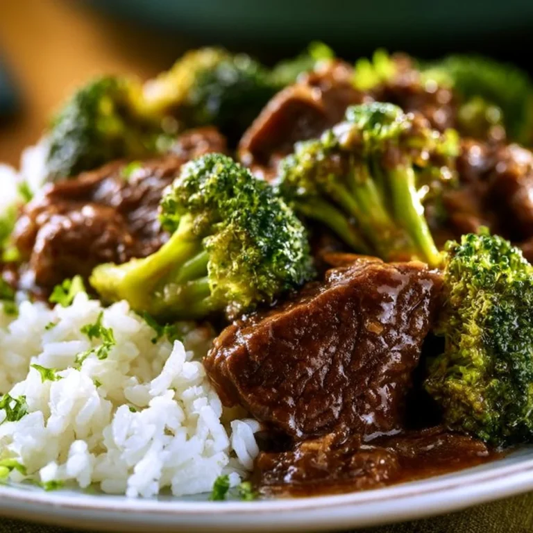 Delicious Crockpot Cowboy Beef and Broccoli dish served in a bowl