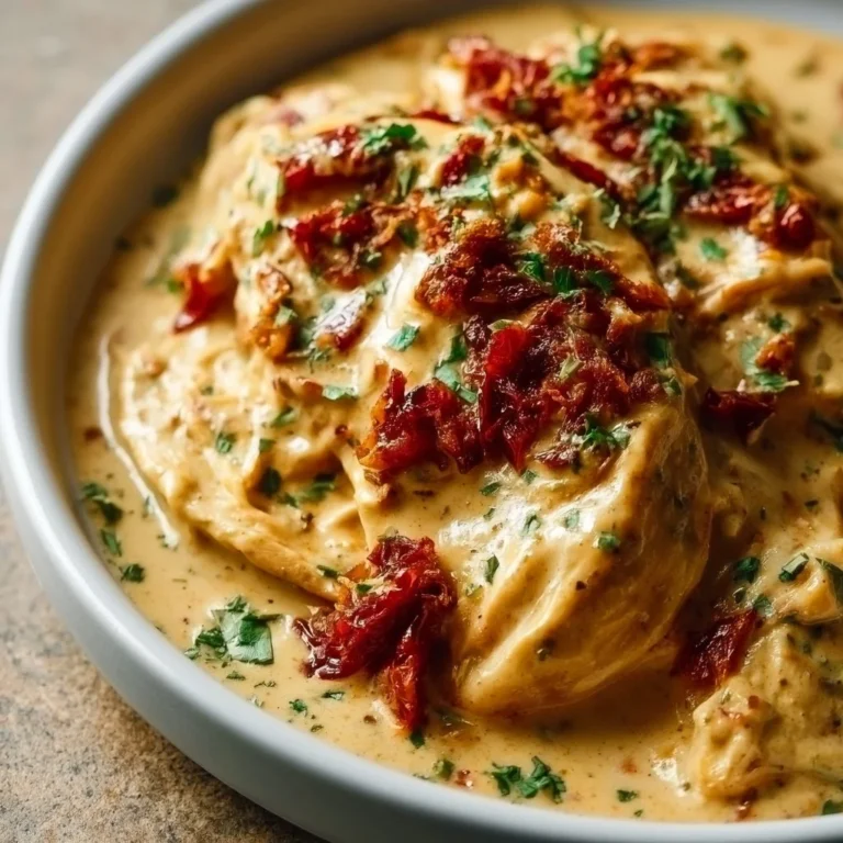 Creamy Crockpot Marry Me Chicken served with herbs and spices