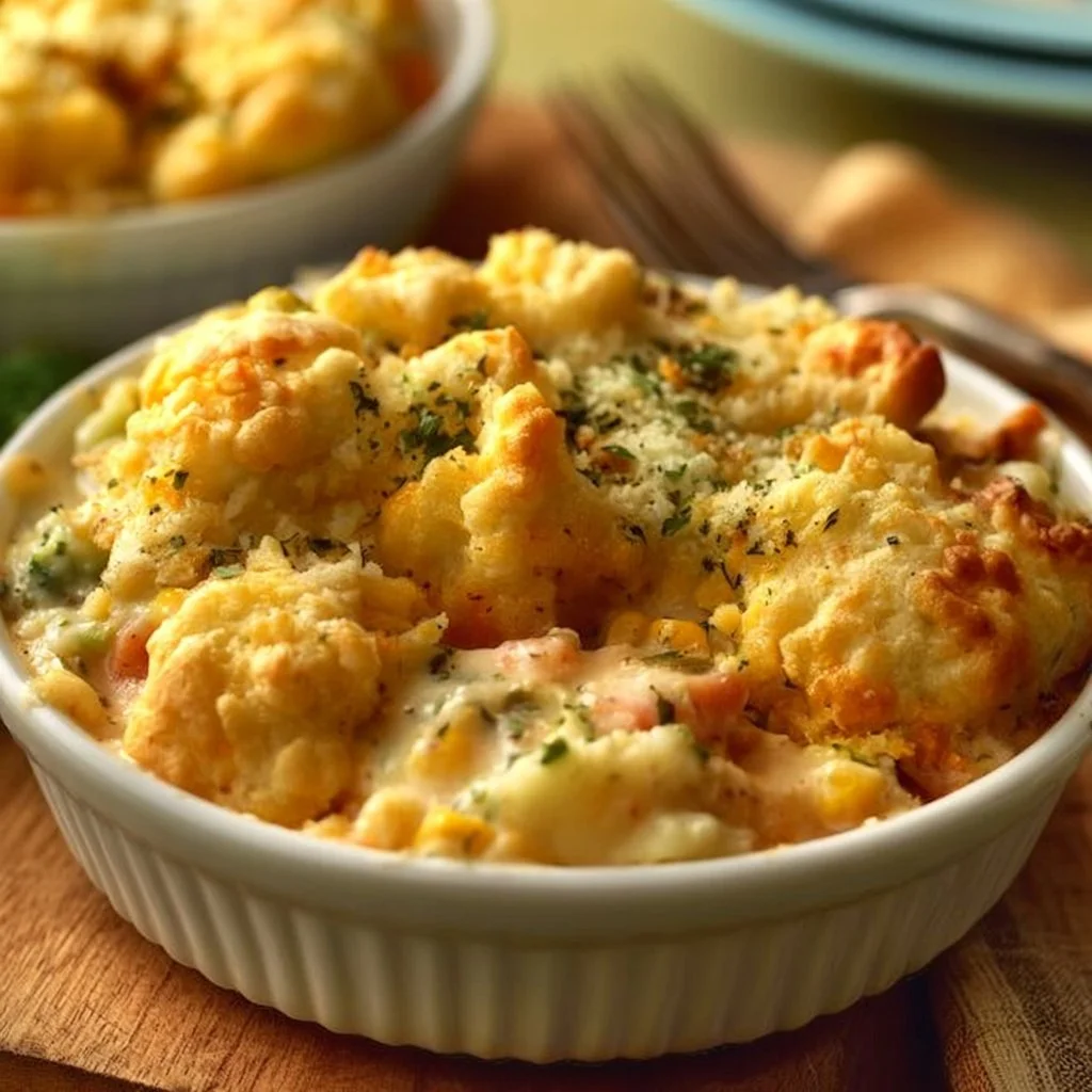 Easy Chicken Cobbler Dinner Casserole (Made with Red Lobster Biscuit Mix)