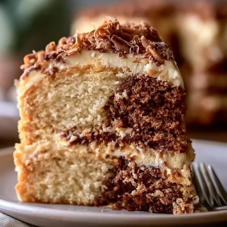Delicious Easy Texas Tornado Cake topped with chocolate and pecans
