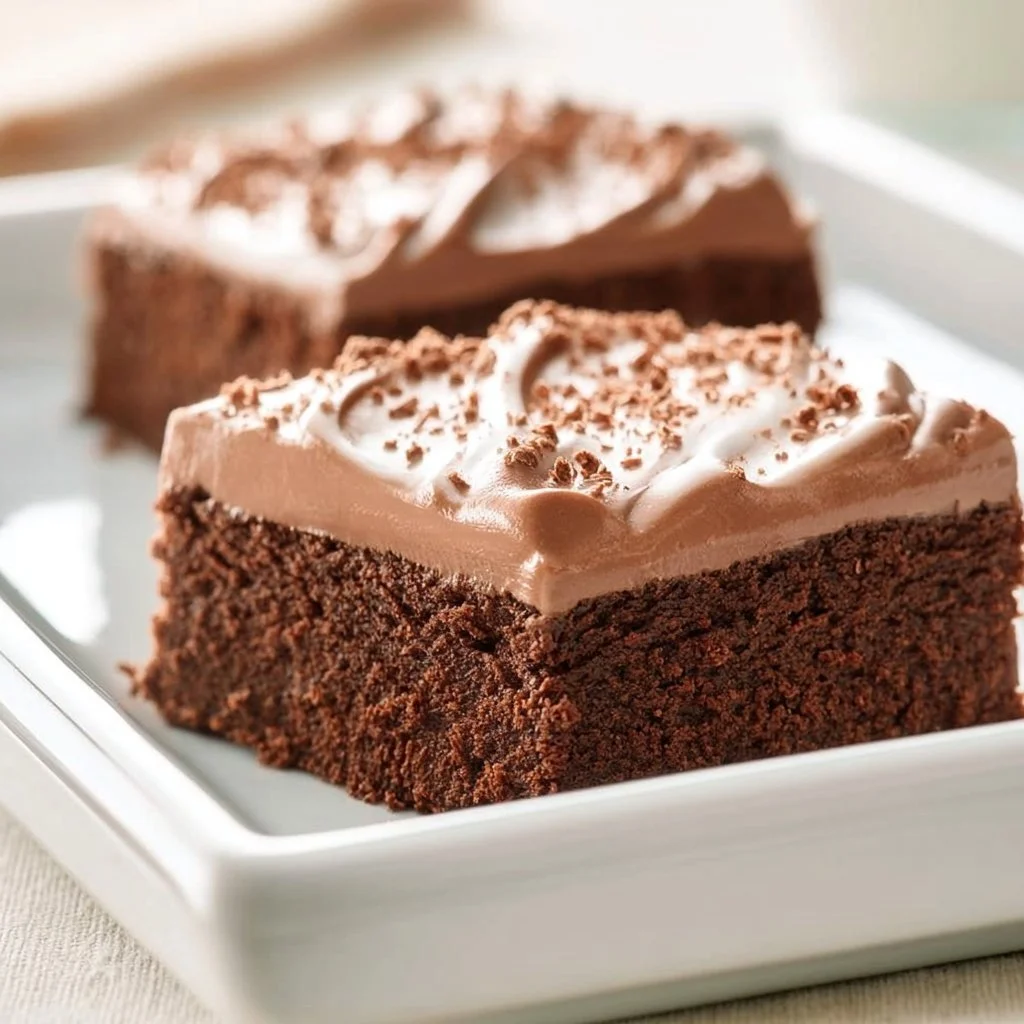 Delicious French Silk Brownies topped with chocolate ganache and whipped cream