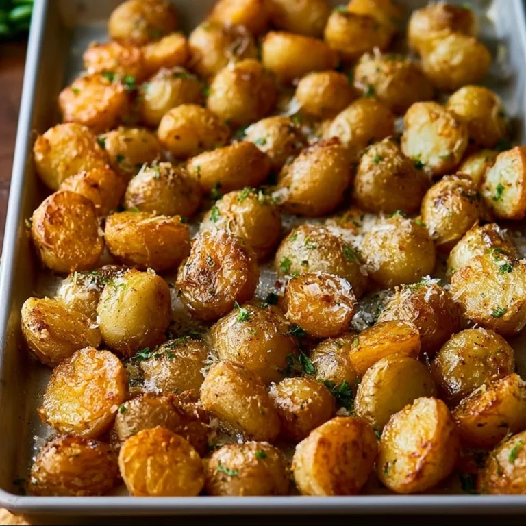 Delicious Garlic Parmesan Roasted Potatoes on a plate