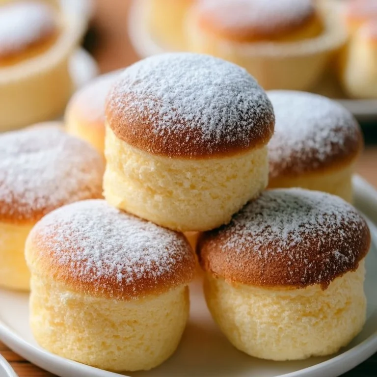 Delicious Japanese Cotton Cheesecake Cupcakes served on a plate