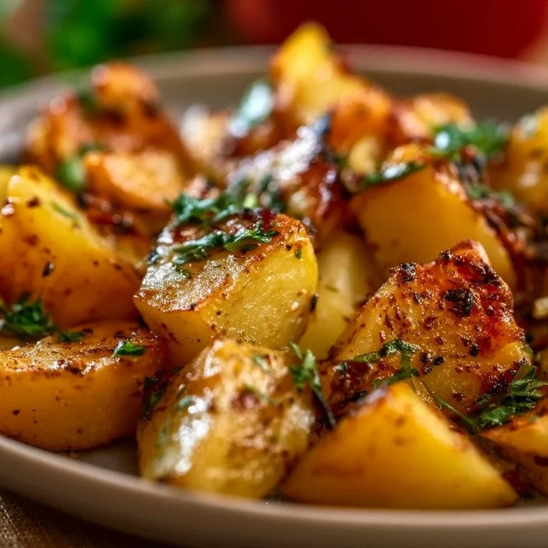 Mediterranean roasted potatoes seasoned and golden brown