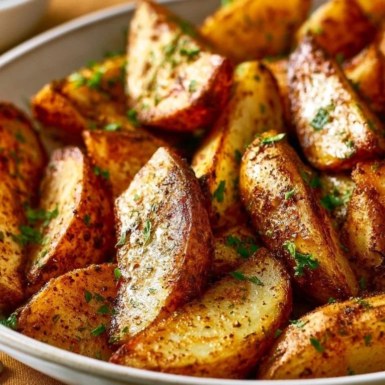 Mediterranean spiced potato wedges served on a plate