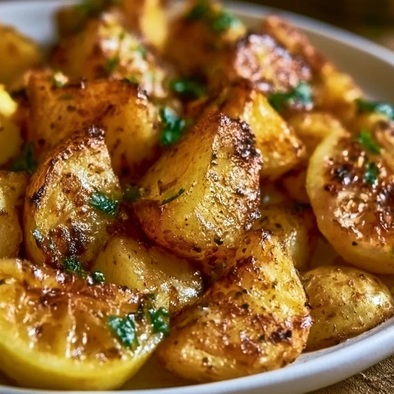 One-Pan Greek Lemon Potatoes ready to serve for dinner