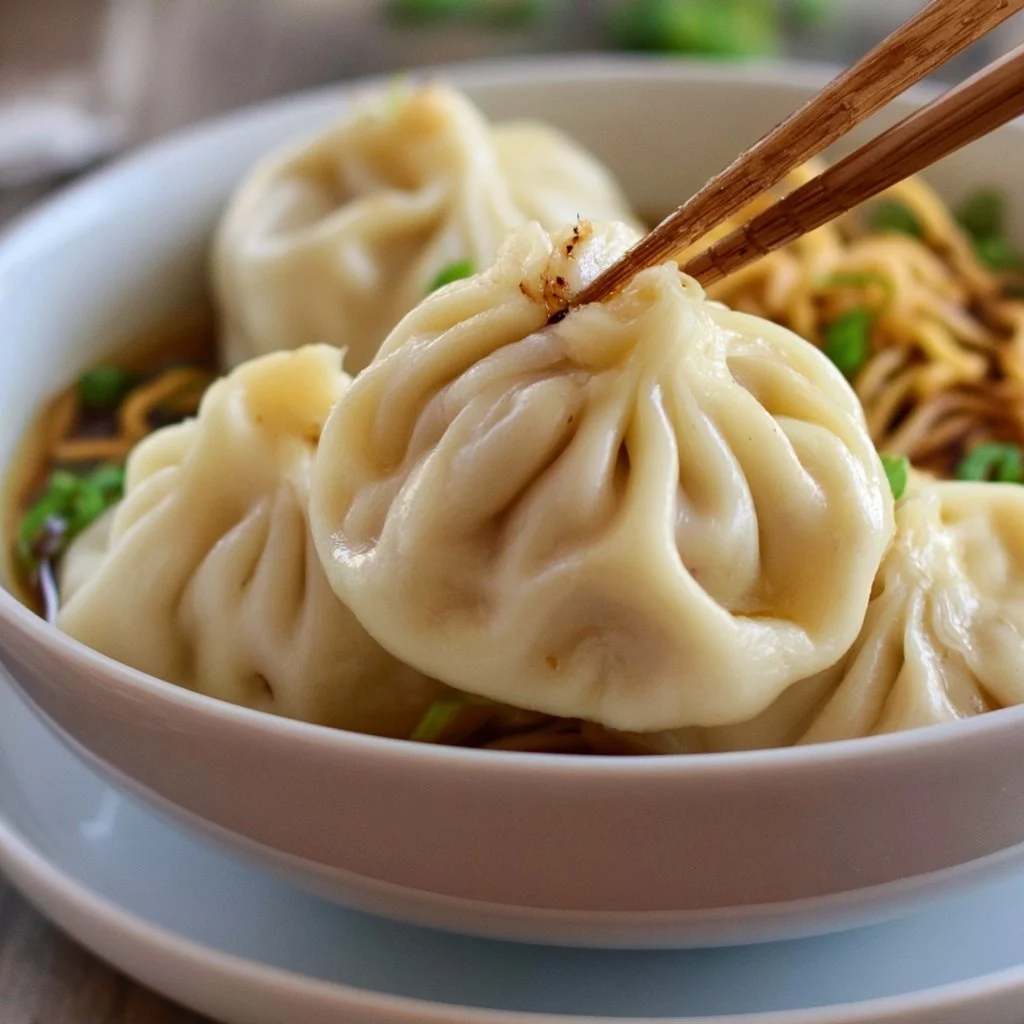 Delicious Ramen Soup Dumplings served in a bowl, showcasing unique flavors