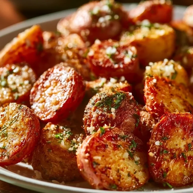Crispy roasted red potatoes topped with Parmesan cheese