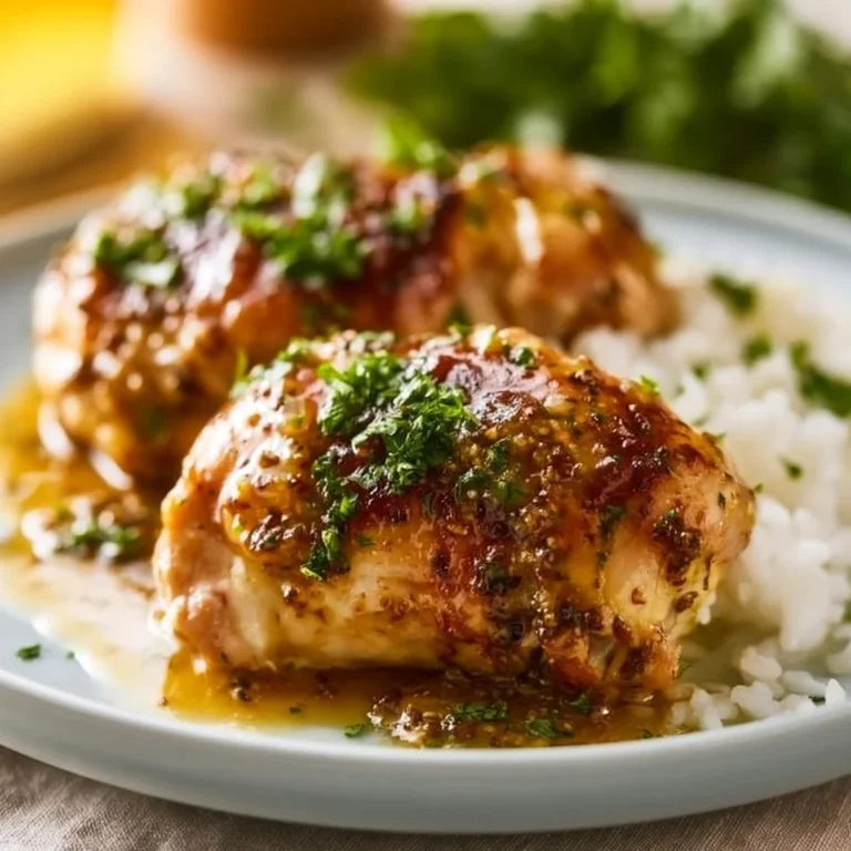 Delicious slow cooker honey mustard chicken served on a plate