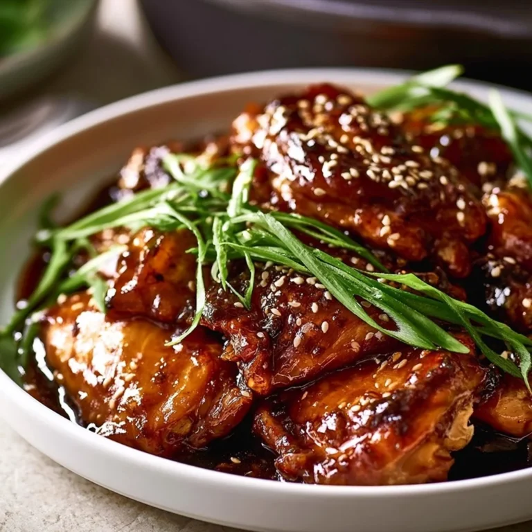 Slow cooker teriyaki chicken dish garnished with sesame seeds and green onions