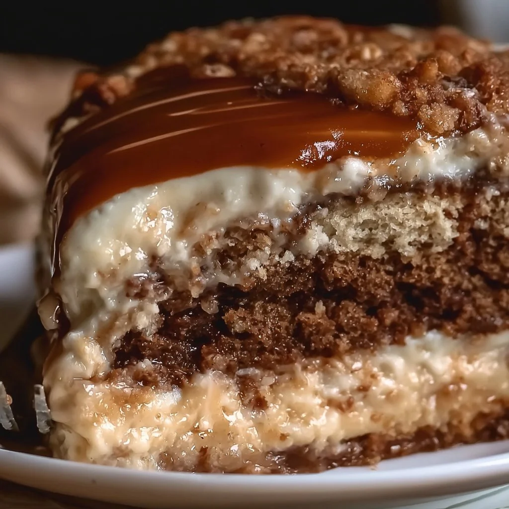 Delicious Texas Tornado Cake made with chocolate and creamy filling