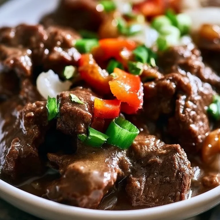 Delicious crock pot pepper steak served with peppers and rice