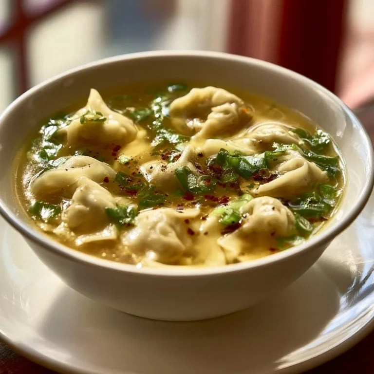 Wonton-style chicken dumplings served in savory broth