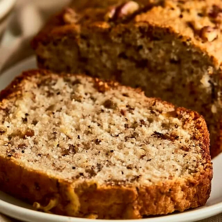 Delicious homemade Banana Nut Bread with nuts and ripe bananas