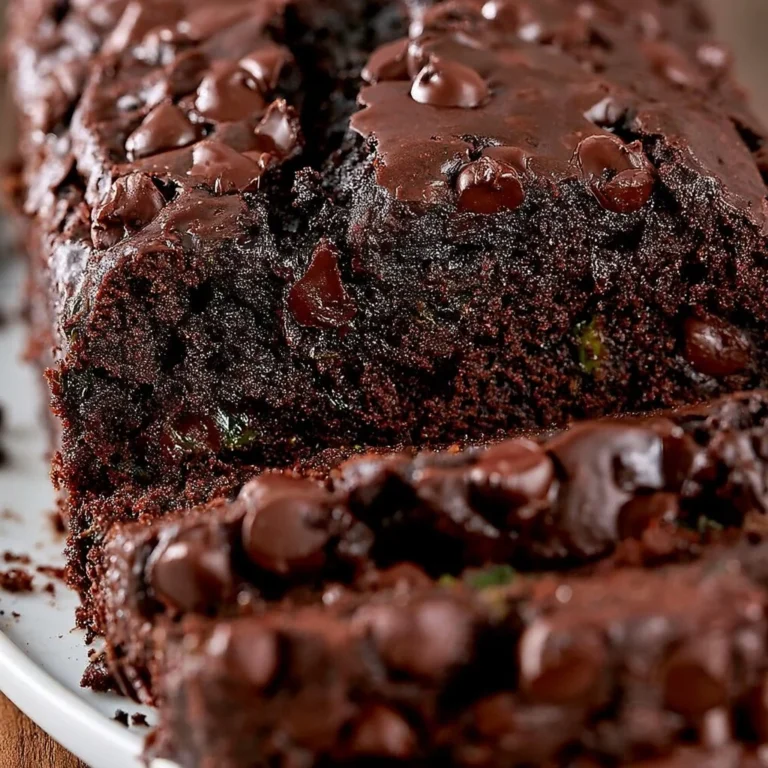 Delicious double chocolate zucchini bread loaf with rich chocolate glaze