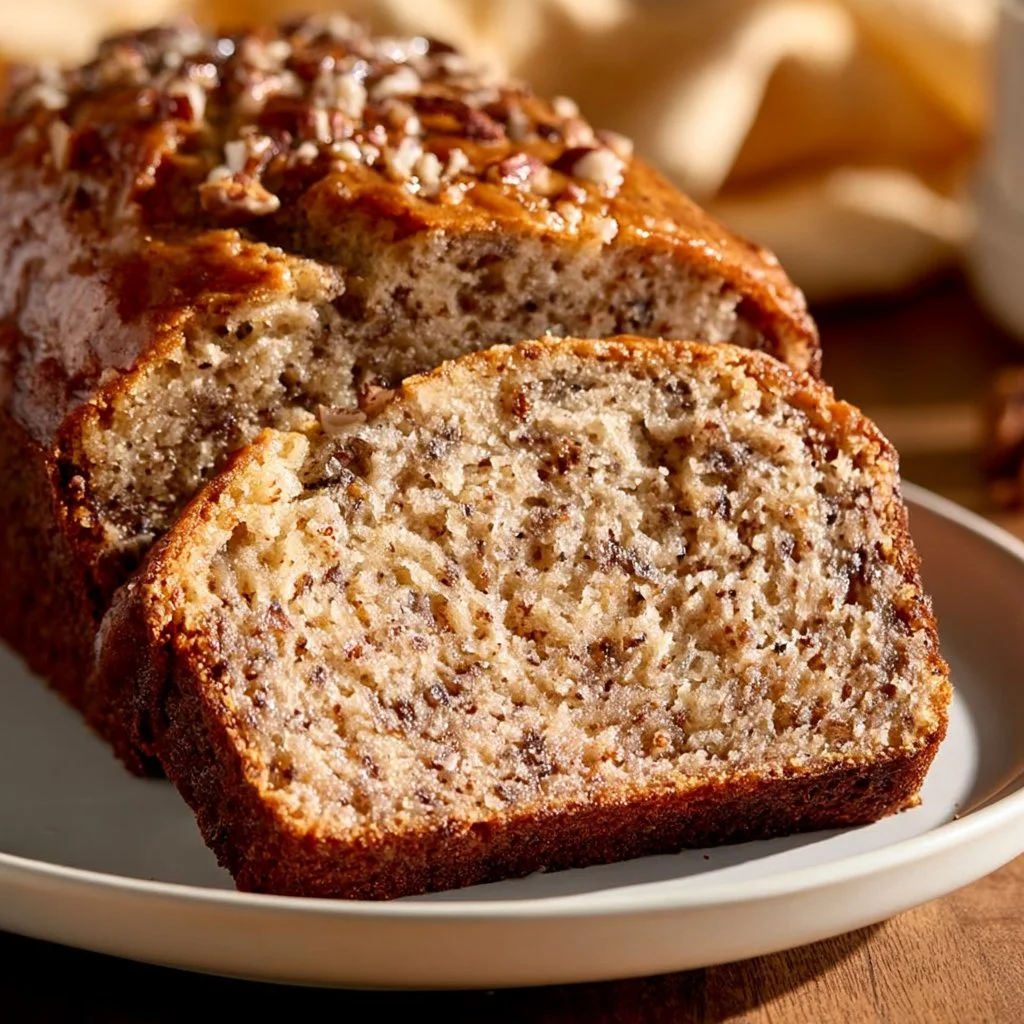 Moist one-bowl banana bread with ripe bananas and a golden crust