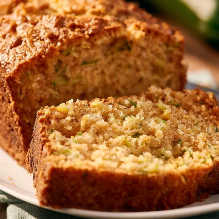 Deliciously moist zucchini bread ready to be sliced and served.